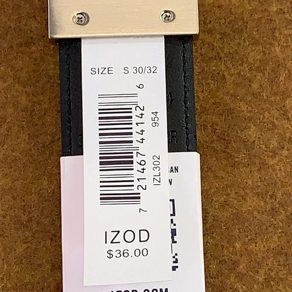 IZOD Mens Small 30/32 Brown Black Reversible Full Grain Leather Belt NWT